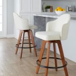 Ahoy Cream Fabric Walnut Bamboo Contemporary Counter Stools (Set of 2)
