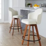 Ahoy Cream Fabric Walnut Bamboo Contemporary Counter Stools (Set of 2)