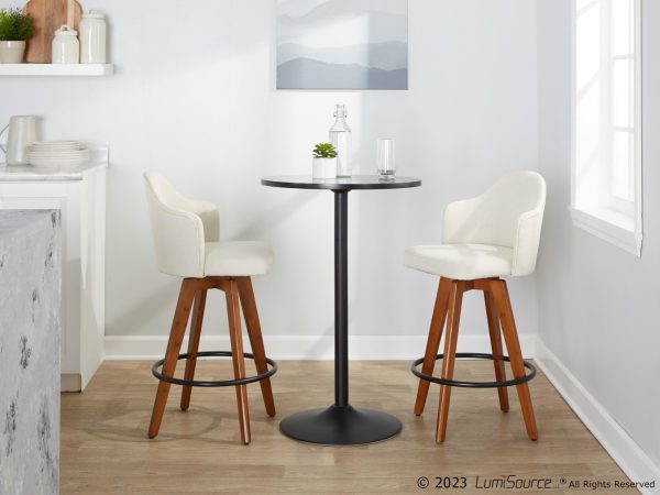 Ahoy Cream Fabric Walnut Bamboo Contemporary Counter Stools Set of 2 2