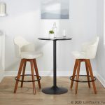 Ahoy Cream Fabric Walnut Bamboo Contemporary Counter Stools (Set of 2)
