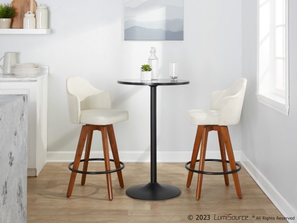 Ahoy Cream Fabric Walnut Bamboo Contemporary Counter Stools Set of 2 3