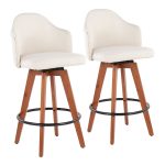 Ahoy Cream Fabric Walnut Bamboo Contemporary Counter Stools (Set of 2)