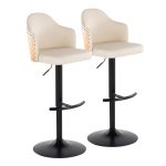 Ahoy Cream Faux Leather Adjustable Contemporary Barstools (Set of 2) 16 Ahoy Cream Faux Leather Adjustable Contemporary Barstools (Set of 2)