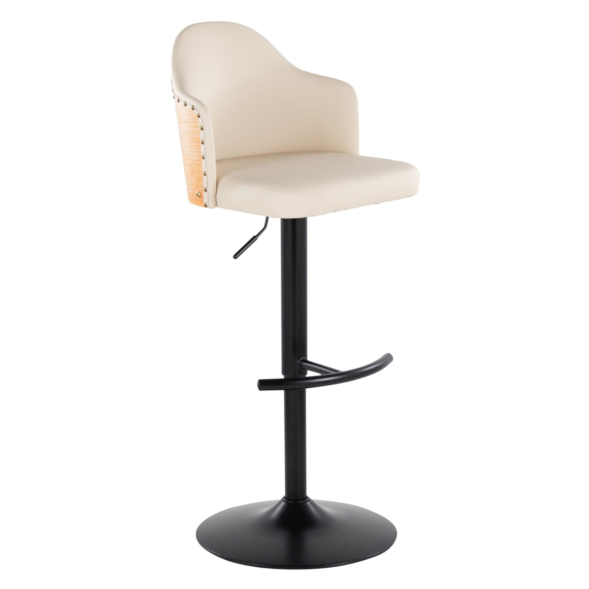 Ahoy Cream Faux Leather Adjustable Contemporary Barstools (Set of 2) 6 Ahoy Cream Faux Leather Adjustable Contemporary Barstools (Set of 2) - Image 6