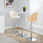 Ahoy Cream Faux Leather Chrome Adjustable Barstools (Set of 2)