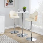 Ahoy Cream Faux Leather Chrome Adjustable Barstools (Set of 2)