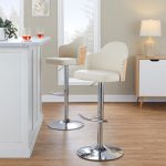 Ahoy Cream Faux Leather Chrome Adjustable Barstools (Set of 2)