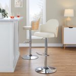 Ahoy Cream Faux Leather Chrome Adjustable Barstools (Set of 2)