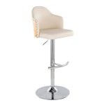 Ahoy Cream Faux Leather Chrome Adjustable Barstools (Set of 2)