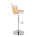 Ahoy Cream Faux Leather Chrome Adjustable Barstools (Set of 2)