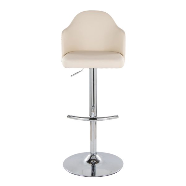 Ahoy Cream Faux Leather Chrome Adjustable Barstools Set of 2 9