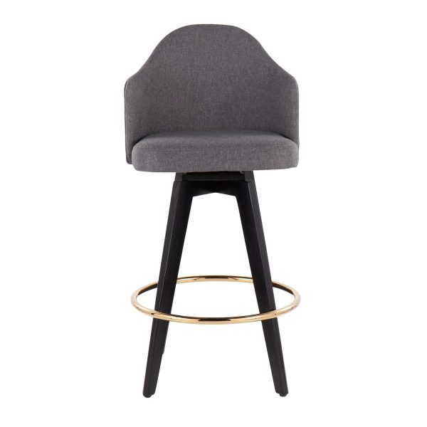 Ahoy Grey Contemporary 26 Inch Counter Stools Set of 2 7