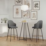 Ahoy Grey Fabric Black Metal Contemporary Counter Stools (Set of 2)