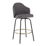 Ahoy Grey Fabric Black Metal Contemporary Counter Stools (Set of 2)