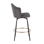 Ahoy Grey Fabric Black Metal Contemporary Counter Stools (Set of 2)