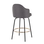 Ahoy Grey Fabric Black Metal Contemporary Counter Stools (Set of 2)