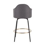 Ahoy Grey Fabric Black Metal Contemporary Counter Stools (Set of 2)