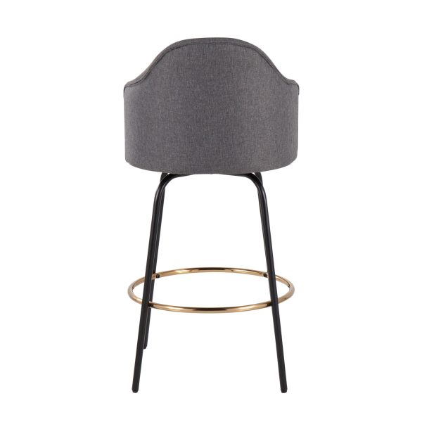 Ahoy Grey Fabric Black Metal Contemporary Counter Stools Set of 2 5