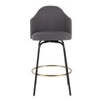 Ahoy Grey Fabric Black Metal Contemporary Counter Stools (Set of 2)