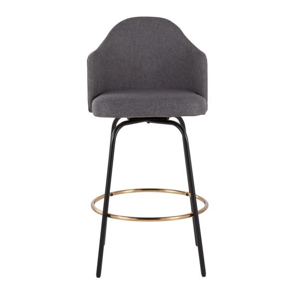 Ahoy Grey Fabric Black Metal Contemporary Counter Stools Set of 2 6