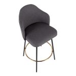 Ahoy Grey Fabric Black Metal Contemporary Counter Stools (Set of 2)