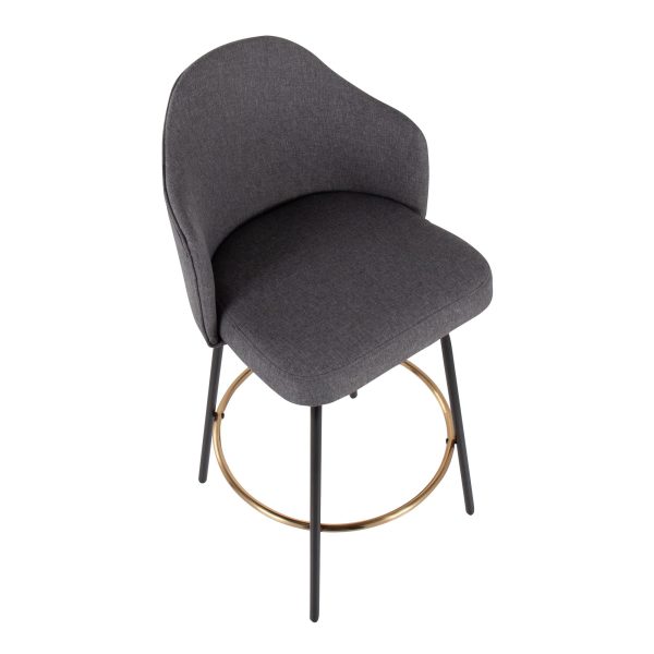 Ahoy Grey Fabric Black Metal Contemporary Counter Stools Set of 2 7