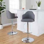 Ahoy Grey Fabric Chrome Contemporary Adjustable Barstools (Set of 2)