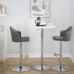Ahoy Grey Fabric Chrome Contemporary Adjustable Barstools (Set of 2)