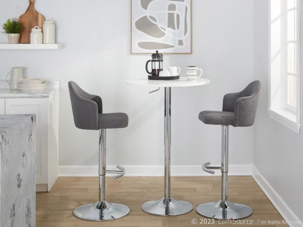 Ahoy Grey Fabric Chrome Contemporary Adjustable Barstools Set of 2 2