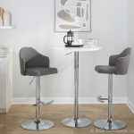 Ahoy Grey Fabric Chrome Contemporary Adjustable Barstools (Set of 2)