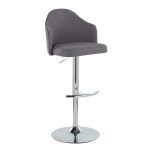 Ahoy Grey Fabric Chrome Contemporary Adjustable Barstools (Set of 2)