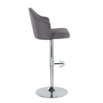 Ahoy Grey Fabric Chrome Contemporary Adjustable Barstools (Set of 2)