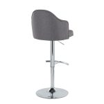 Ahoy Grey Fabric Chrome Contemporary Adjustable Barstools (Set of 2)