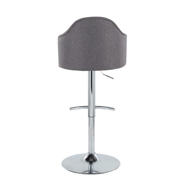 Ahoy Grey Fabric Chrome Contemporary Adjustable Barstools Set of 2 8