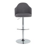 Ahoy Grey Fabric Chrome Contemporary Adjustable Barstools (Set of 2)