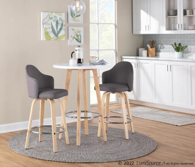 Ahoy Grey Fabric Mid-Century Modern Counter Stools (Set of 2)