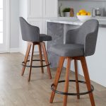 Ahoy Grey Fabric Walnut Contemporary Counter Stools (Set of 2) 8 Ahoy Grey Fabric Walnut Contemporary Counter Stools (Set of 2)