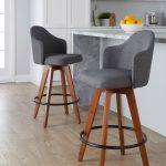 Ahoy Grey Fabric Walnut Contemporary Counter Stools (Set of 2) 7 Ahoy Grey Fabric Walnut Contemporary Counter Stools (Set of 2)