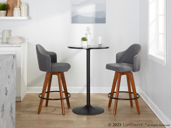 Ahoy Grey Fabric Walnut Contemporary Counter Stools Set of 2 2