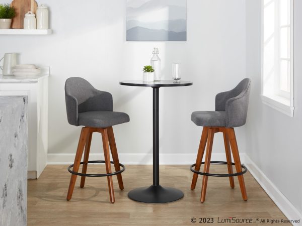 Ahoy Grey Fabric Walnut Contemporary Counter Stools Set of 2 3