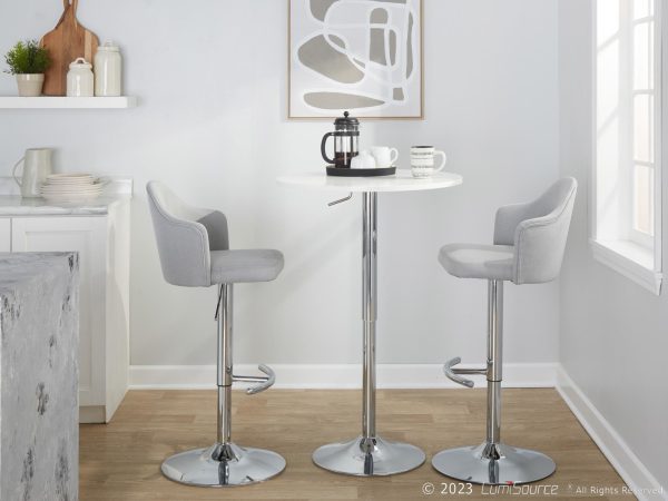 Ahoy Light Grey Contemporary Swivel Adjustable Barstools Set of 2 2