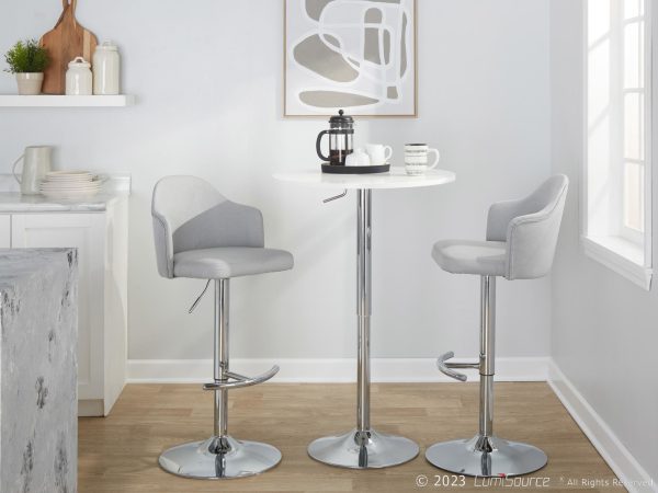 Ahoy Light Grey Contemporary Swivel Adjustable Barstools Set of 2 3