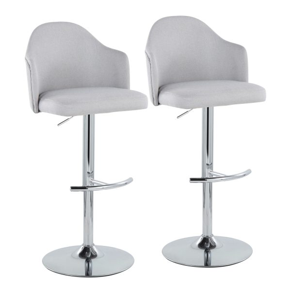 Ahoy Light Grey Contemporary Swivel Adjustable Barstools Set of 2 4
