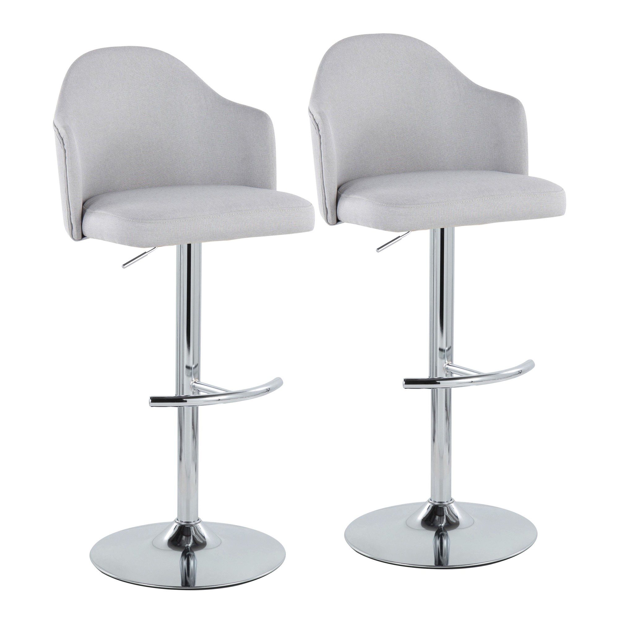 Ahoy Light Grey Contemporary Swivel Adjustable Barstools (Set of 2) 5 Ahoy Light Grey Contemporary Swivel Adjustable Barstools (Set of 2) - Image 5
