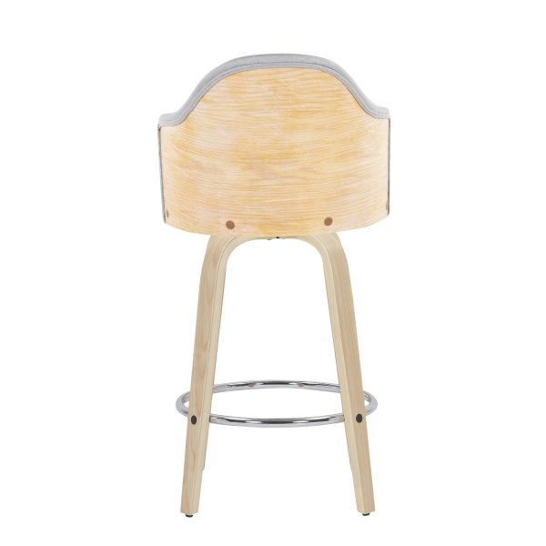 Ahoy Light Grey Fabric Bamboo Contemporary Counter Stools Set of 2 5