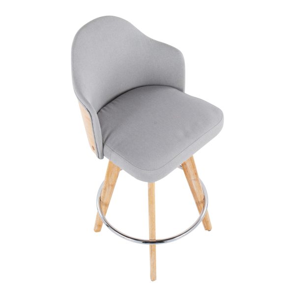 Ahoy Light Grey Fabric Bamboo Contemporary Counter Stools Set of 2 7