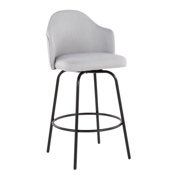 Ahoy Light Grey Fabric Black Metal Contemporary Counter Stools Set of 2 3