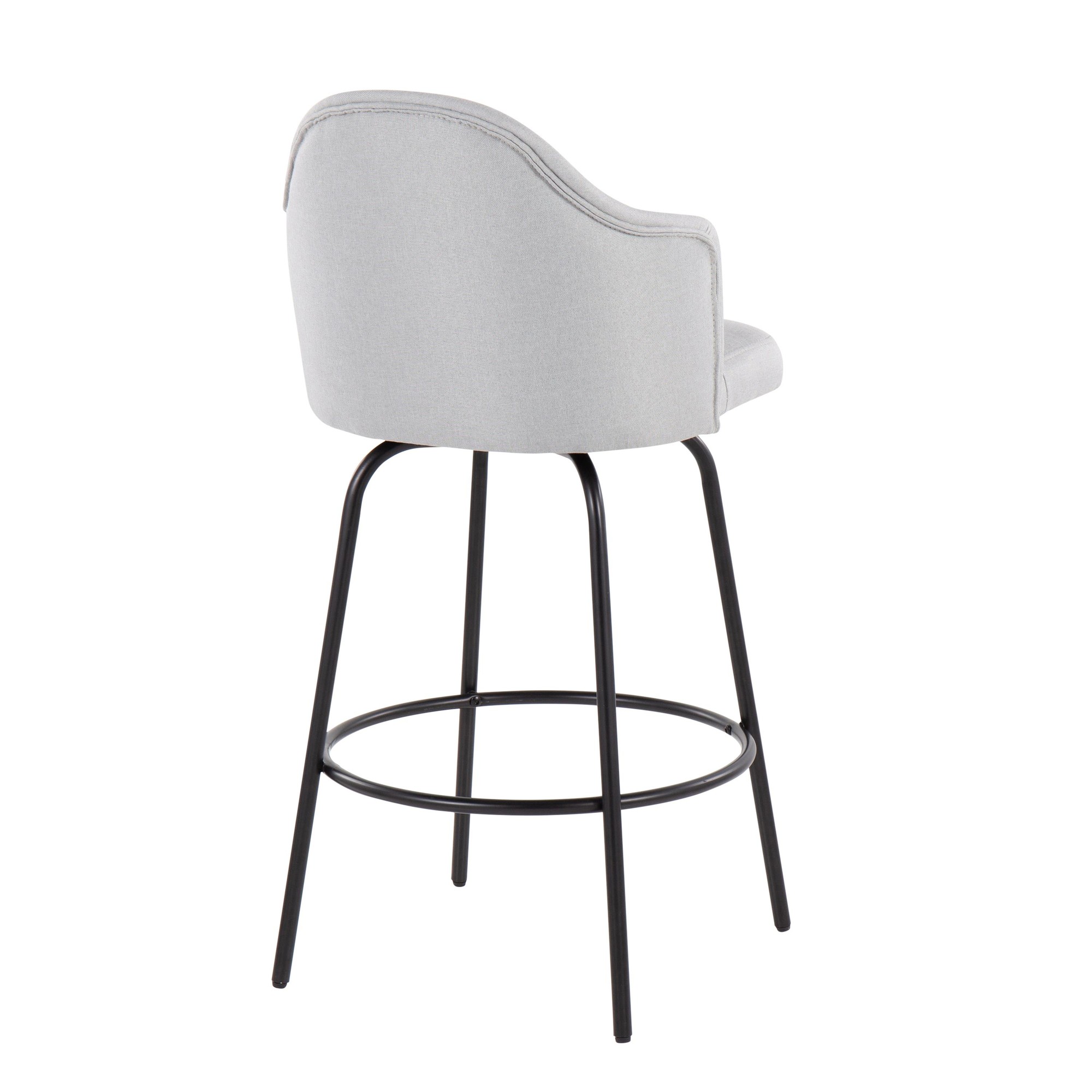 Ahoy Light Grey Fabric Black Metal Contemporary Counter Stools (Set of 2) 6 Ahoy Light Grey Fabric Black Metal Contemporary Counter Stools (Set of 2) - Image 6
