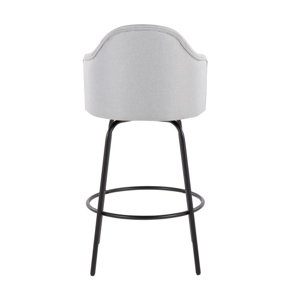 Ahoy Light Grey Fabric Black Metal Contemporary Counter Stools Set of 2 6