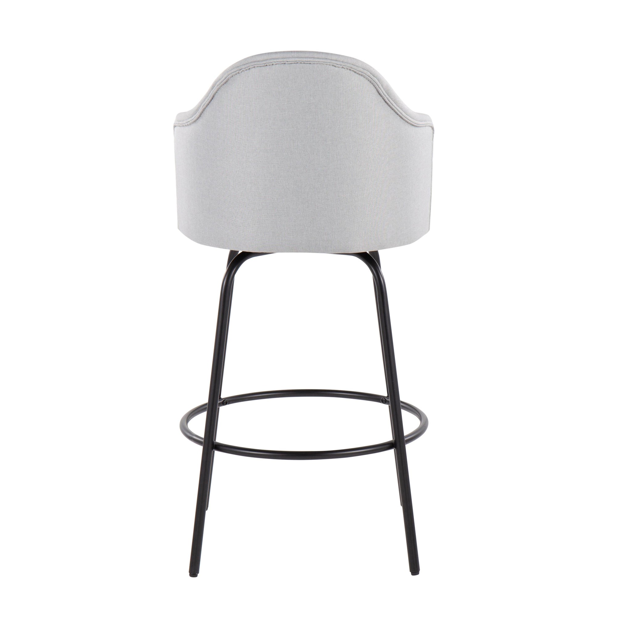 Ahoy Light Grey Fabric Black Metal Contemporary Counter Stools (Set of 2) 7 Ahoy Light Grey Fabric Black Metal Contemporary Counter Stools (Set of 2) - Image 7